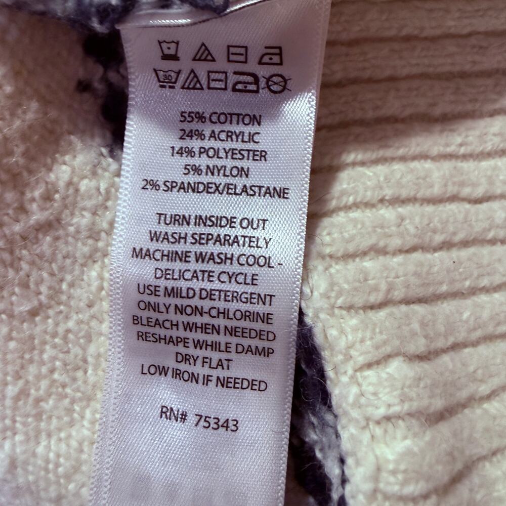 Artelier Nicole Miller Fair Isle Mock Neck Sweater Cream Black Nordic Large Soft - Picture 4 of 7